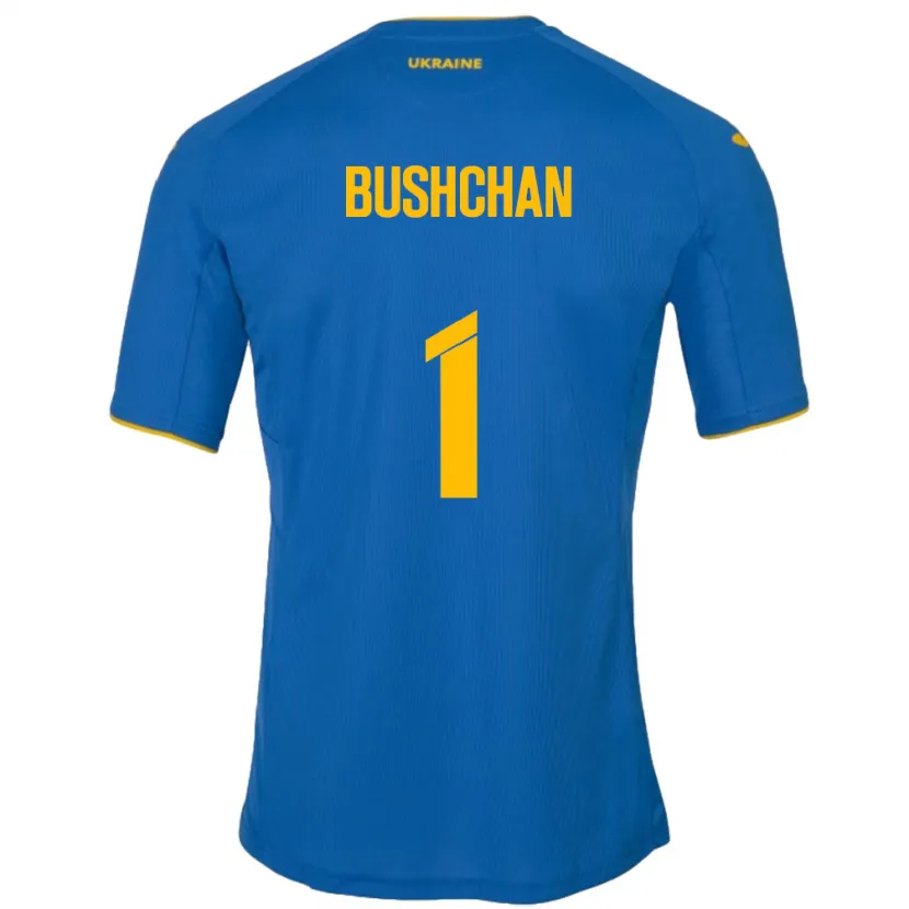 Danxen Børn Ukraine Georgiy Bushchan #1 Blå Udebane Spillertrøjer 24-26 Trøje T-Shirt