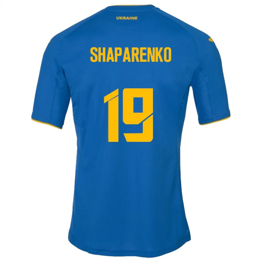 Danxen Børn Ukraine Mykola Shaparenko #19 Blå Udebane Spillertrøjer 24-26 Trøje T-Shirt