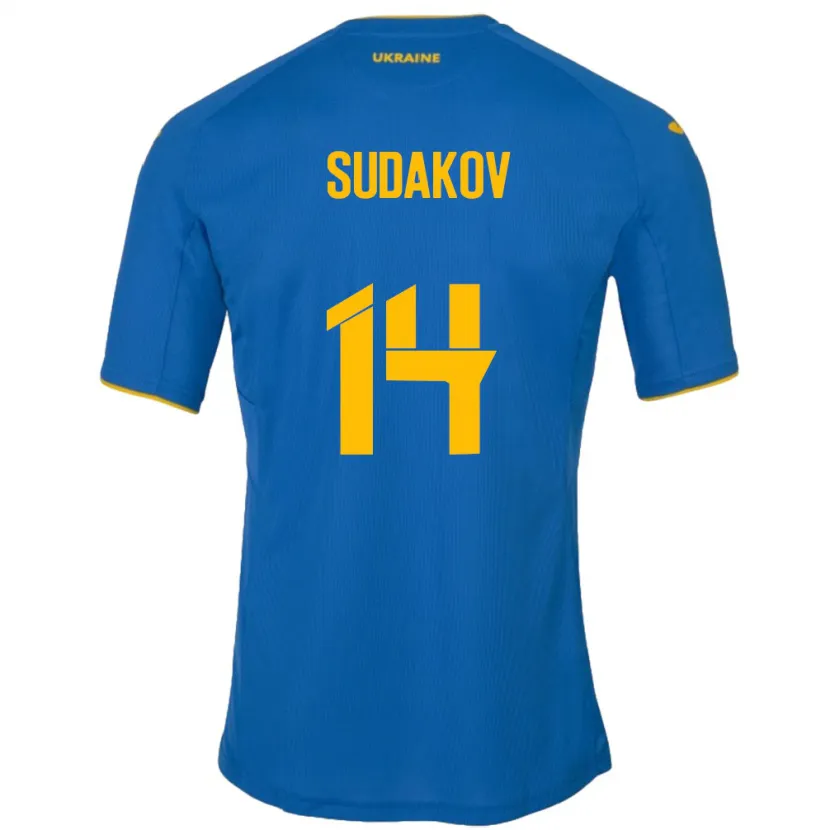 Danxen Børn Ukraine Georgiy Sudakov #14 Blå Udebane Spillertrøjer 24-26 Trøje T-Shirt