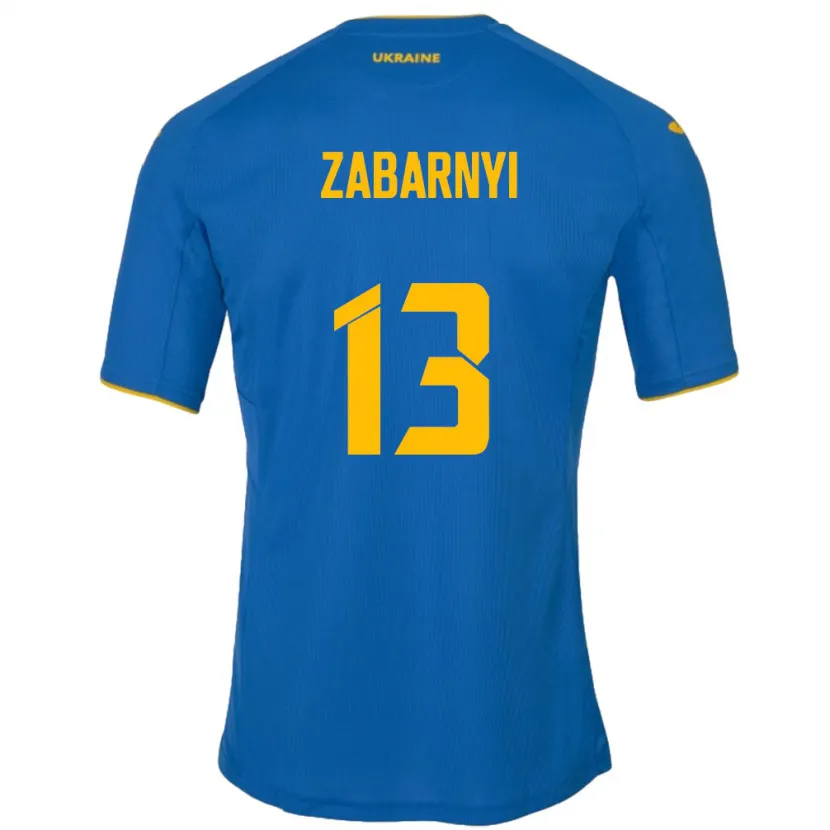 Danxen Børn Ukraine Ilya Zabarnyi #13 Blå Udebane Spillertrøjer 24-26 Trøje T-Shirt