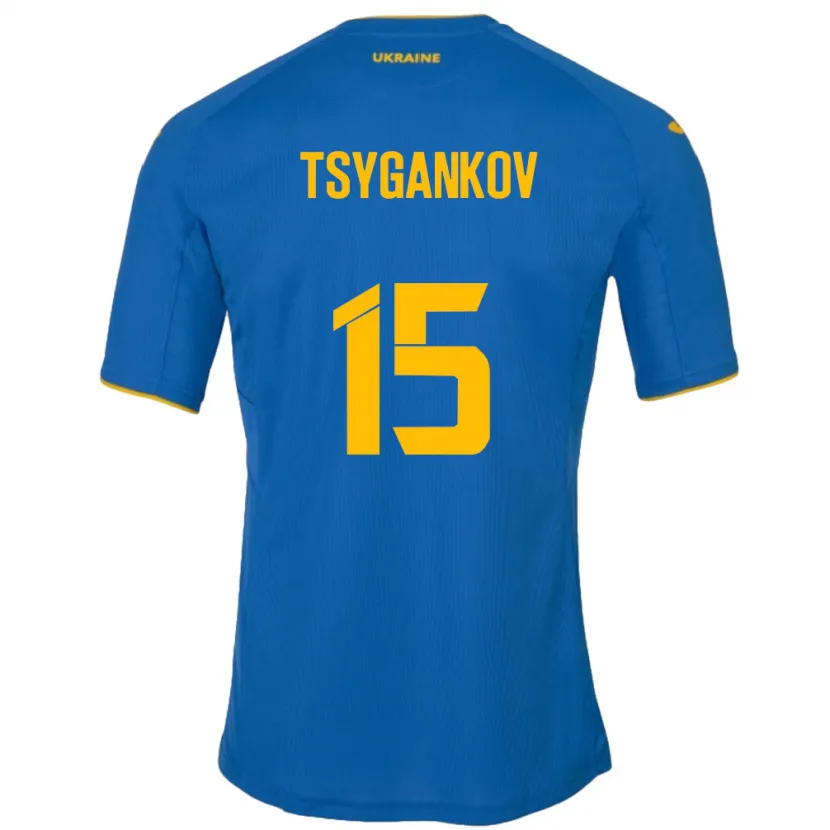 Danxen Børn Ukraine Viktor Tsygankov #15 Blå Udebane Spillertrøjer 24-26 Trøje T-Shirt