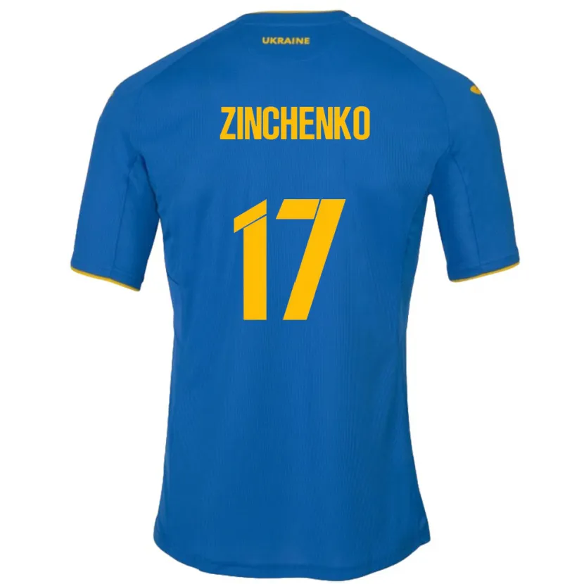 Danxen Børn Ukraine Oleksandr Zinchenko #17 Blå Udebane Spillertrøjer 24-26 Trøje T-Shirt