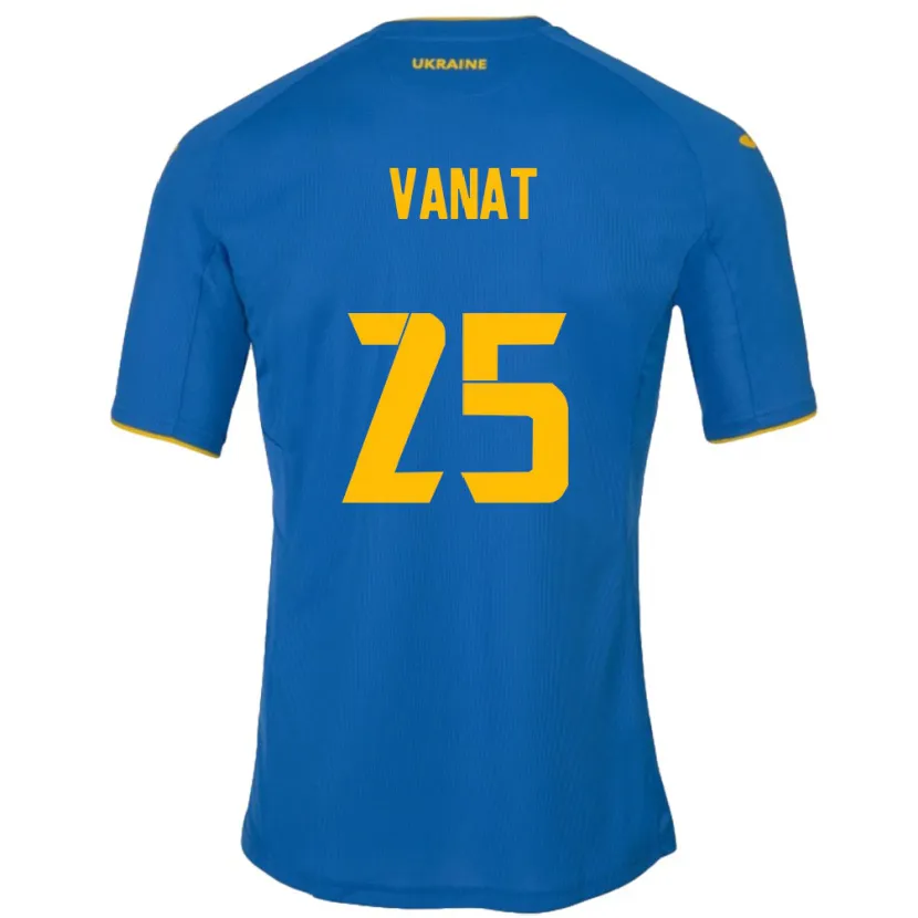 Danxen Børn Ukraine Vladyslav Vanat #25 Blå Udebane Spillertrøjer 24-26 Trøje T-Shirt