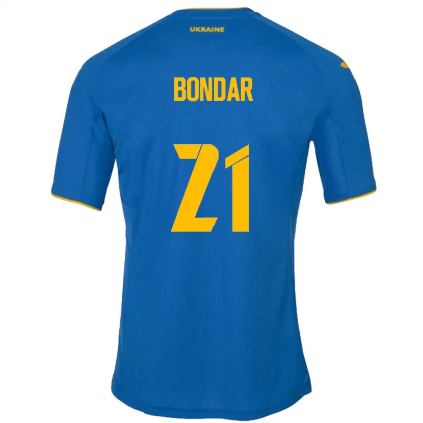 Danxen Børn Ukraine Valeriy Bondar #21 Blå Udebane Spillertrøjer 24-26 Trøje T-Shirt