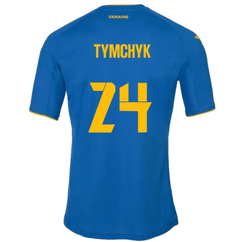 Danxen Børn Ukraine Oleksandr Tymchyk #24 Blå Udebane Spillertrøjer 24-26 Trøje T-Shirt