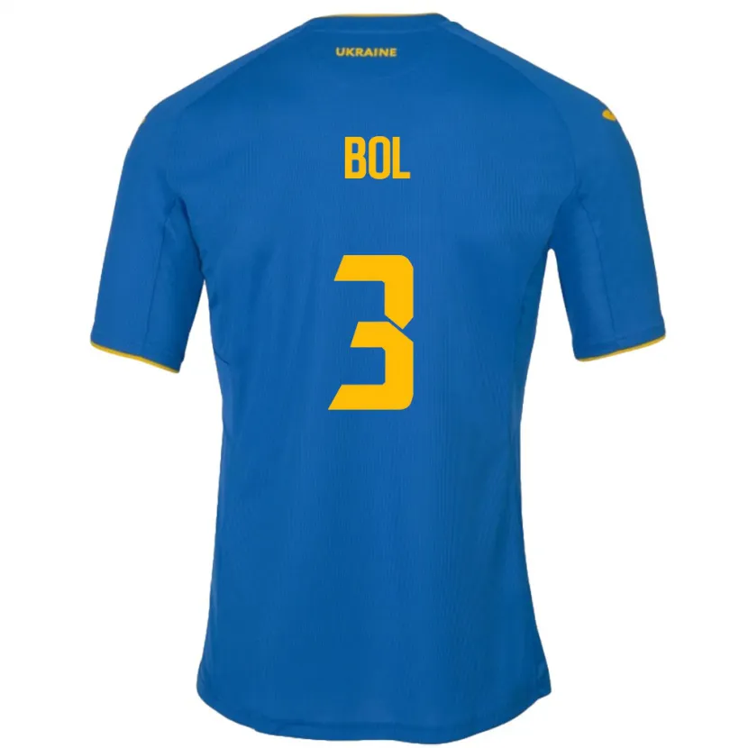 Danxen Børn Ukraine Anton Bol #3 Blå Udebane Spillertrøjer 24-26 Trøje T-Shirt