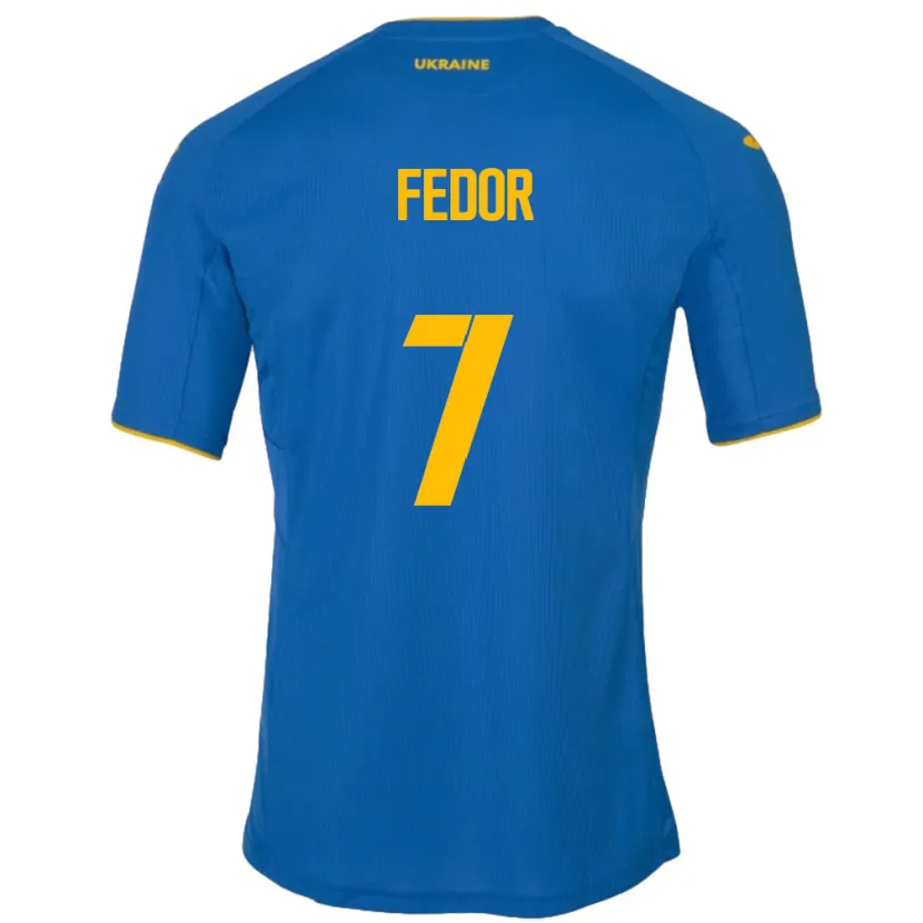 Danxen Børn Ukraine Oleg Fedor #7 Blå Udebane Spillertrøjer 24-26 Trøje T-Shirt