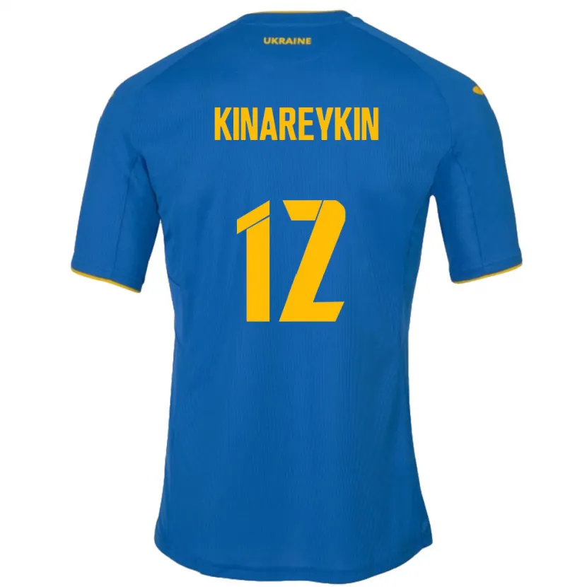 Danxen Børn Ukraine Yakiv Kinareykin #12 Blå Udebane Spillertrøjer 24-26 Trøje T-Shirt