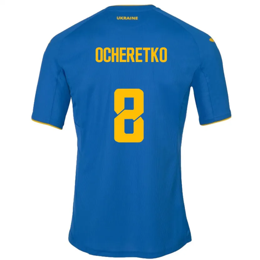 Danxen Børn Ukraine Oleg Ocheretko #8 Blå Udebane Spillertrøjer 24-26 Trøje T-Shirt