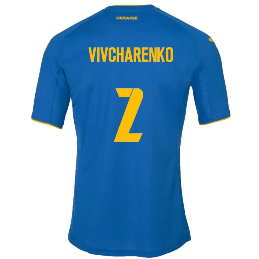 Danxen Børn Ukraine Kostyantyn Vivcharenko #2 Blå Udebane Spillertrøjer 24-26 Trøje T-Shirt