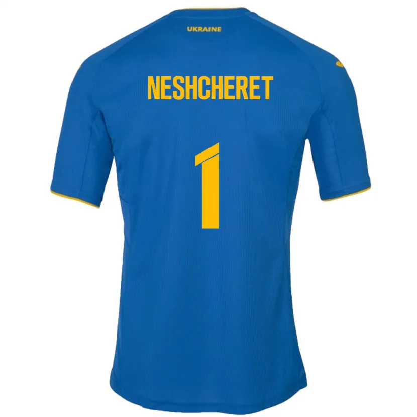 Danxen Børn Ukraine Ruslan Neshcheret #1 Blå Udebane Spillertrøjer 24-26 Trøje T-Shirt