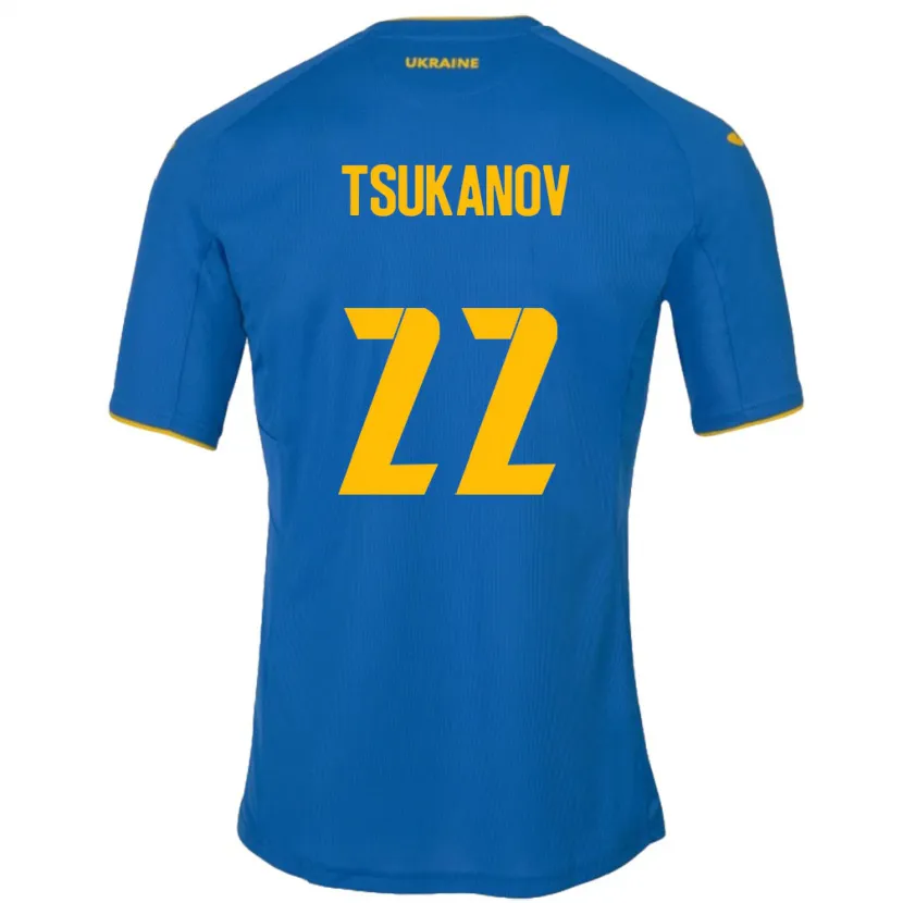 Danxen Børn Ukraine Viktor Tsukanov #22 Blå Udebane Spillertrøjer 24-26 Trøje T-Shirt