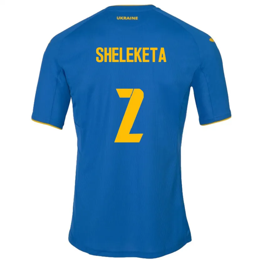 Danxen Børn Ukraine Mykyta Sheleketa #2 Blå Udebane Spillertrøjer 24-26 Trøje T-Shirt