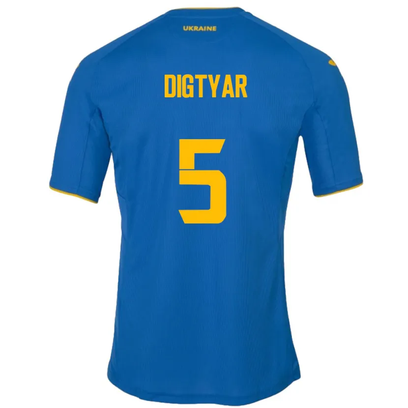 Danxen Børn Ukraine Kyrylo Digtyar #5 Blå Udebane Spillertrøjer 24-26 Trøje T-Shirt