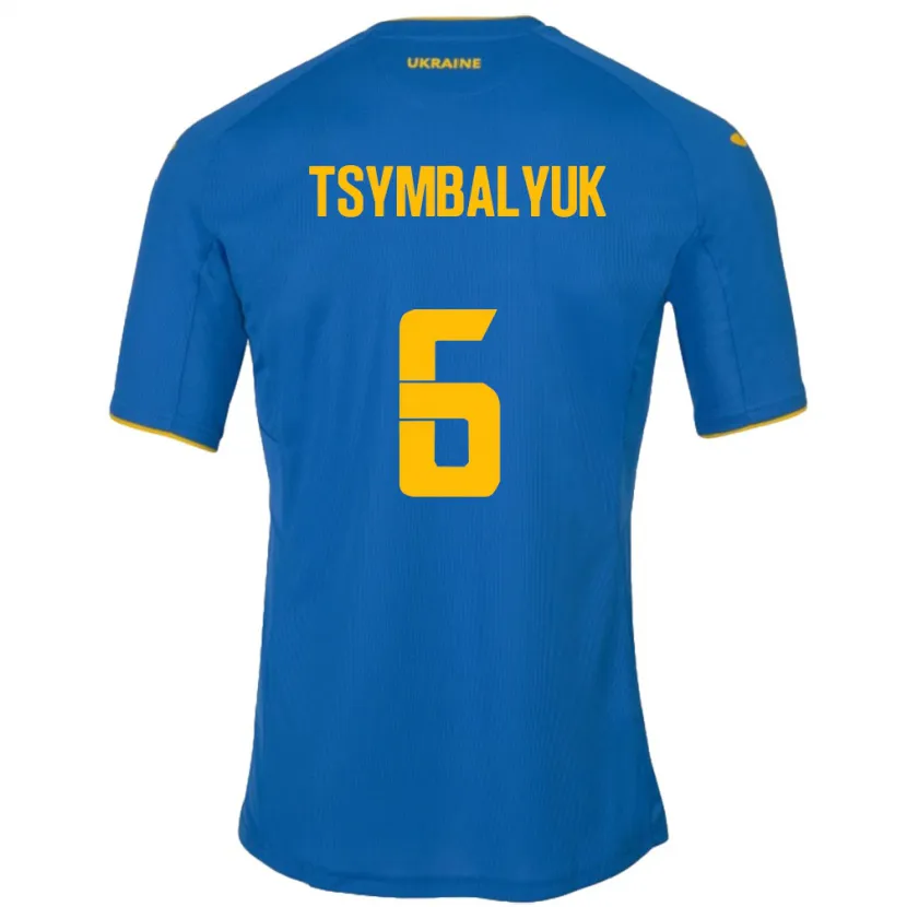 Danxen Børn Ukraine Maksym Tsymbalyuk #6 Blå Udebane Spillertrøjer 24-26 Trøje T-Shirt