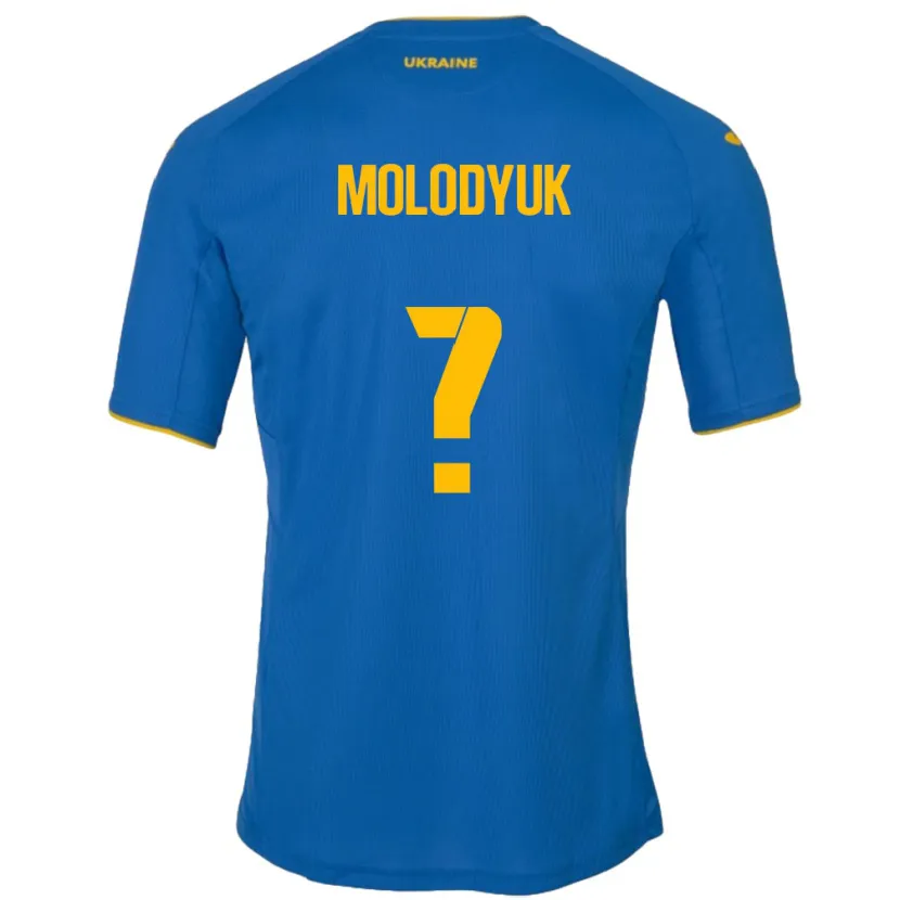 Danxen Børn Ukraine Yelyzaveta Molodyuk #0 Blå Udebane Spillertrøjer 24-26 Trøje T-Shirt