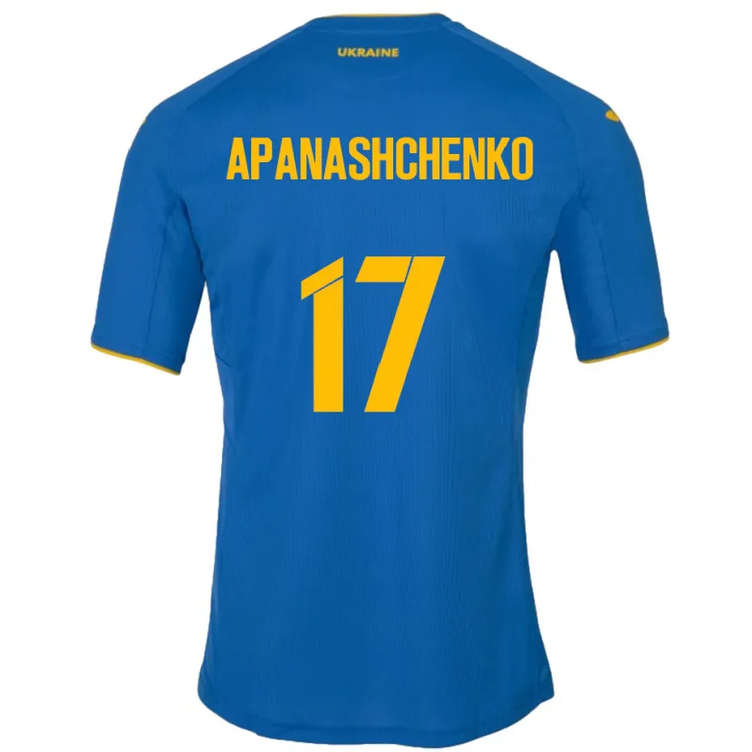 Danxen Børn Ukraine Daryna Apanashchenko #17 Blå Udebane Spillertrøjer 24-26 Trøje T-Shirt