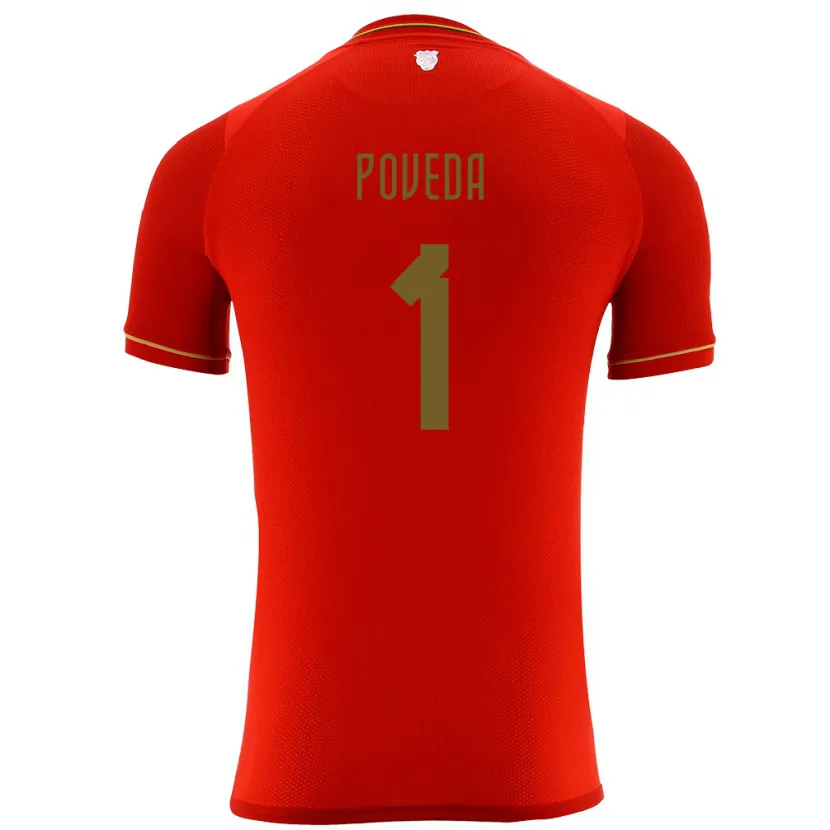 Danxen Børn Bolivia Bruno Poveda #1 Rød Udebane Spillertrøjer 24-26 Trøje T-Shirt