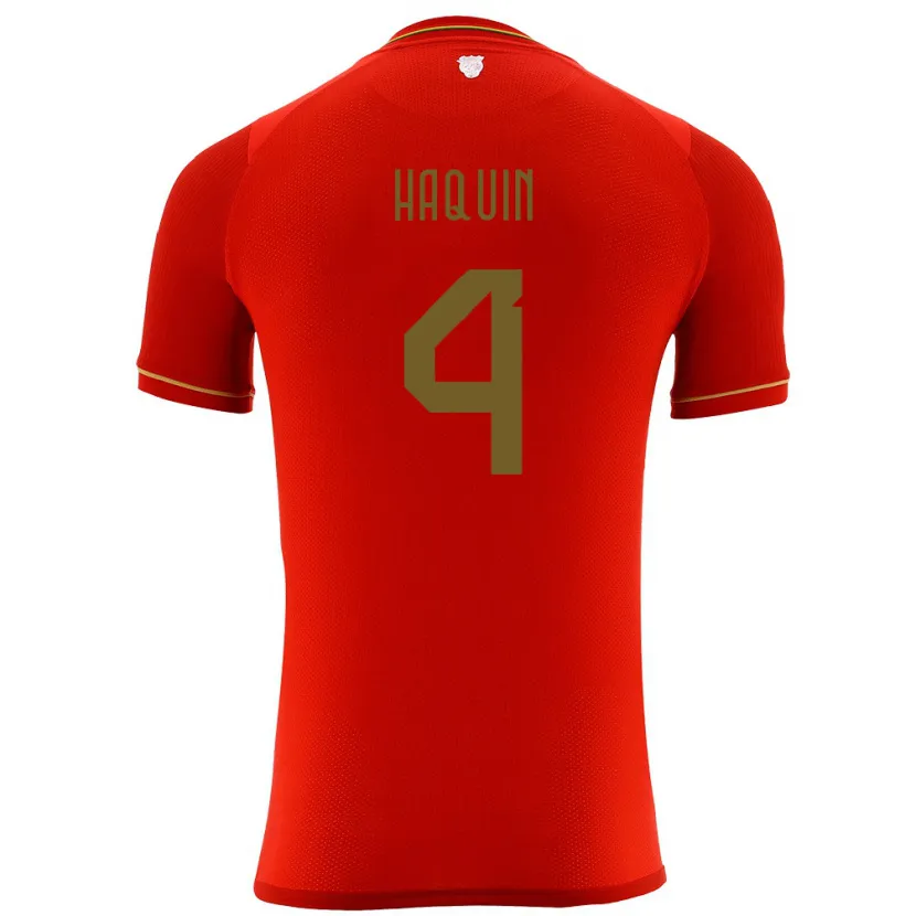 Danxen Børn Bolivia Luis Haquín #4 Rød Udebane Spillertrøjer 24-26 Trøje T-Shirt