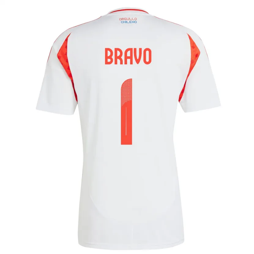 Danxen Børn Chile Claudio Bravo #1 Hvid Udebane Spillertrøjer 24-26 Trøje T-Shirt