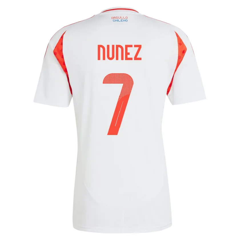 Danxen Børn Chile Marcelino Núñez #7 Hvid Udebane Spillertrøjer 24-26 Trøje T-Shirt