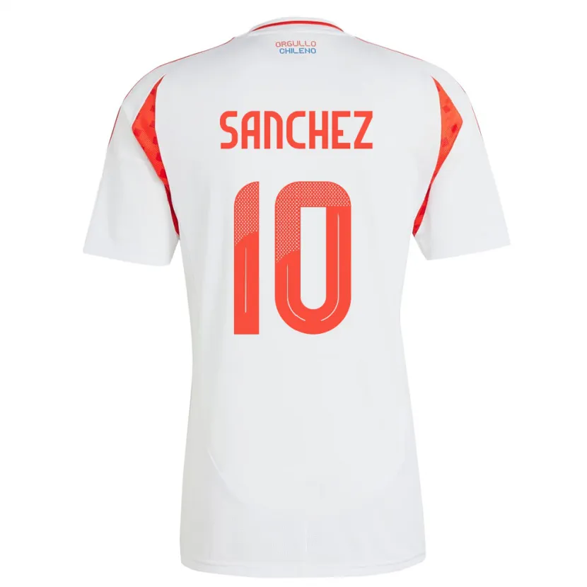 Danxen Børn Chile Alexis Sánchez #10 Hvid Udebane Spillertrøjer 24-26 Trøje T-Shirt