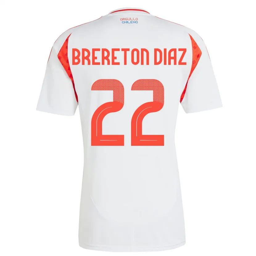 Danxen Børn Chile Ben Brereton Díaz #22 Hvid Udebane Spillertrøjer 24-26 Trøje T-Shirt