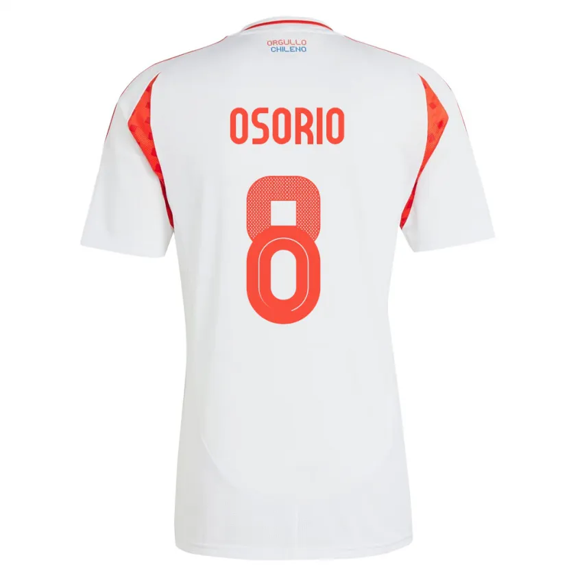 Danxen Børn Chile Darío Osorio #8 Hvid Udebane Spillertrøjer 24-26 Trøje T-Shirt