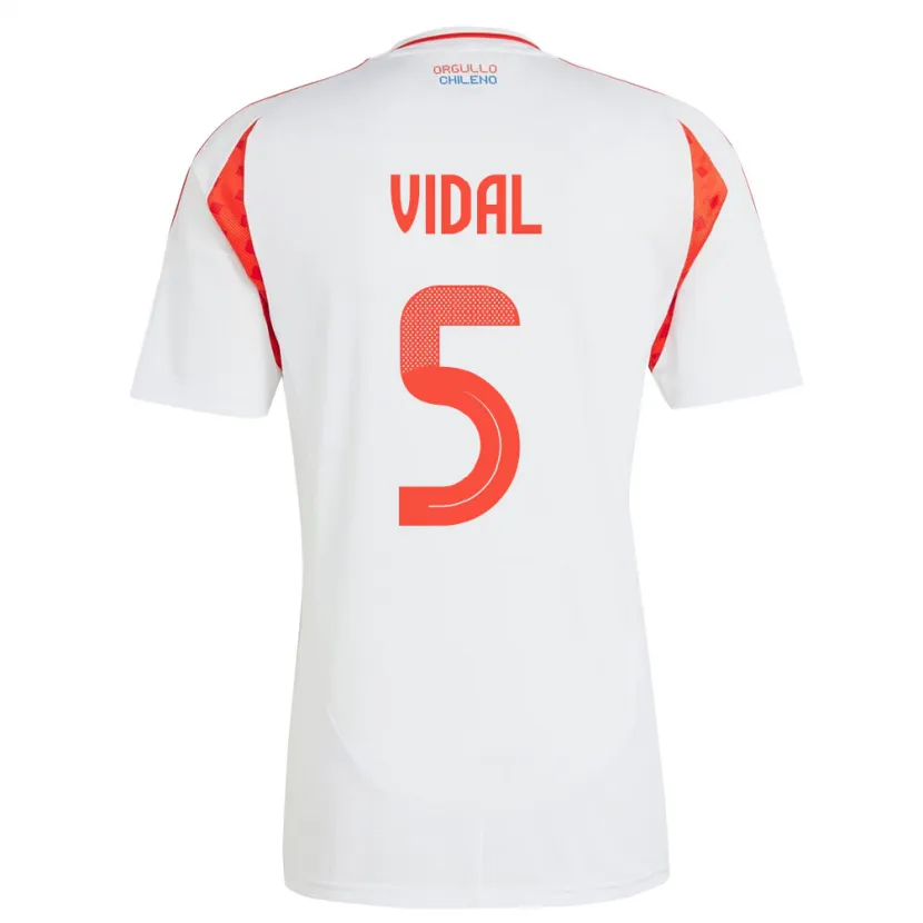 Danxen Børn Chile Valentín Vidal #5 Hvid Udebane Spillertrøjer 24-26 Trøje T-Shirt