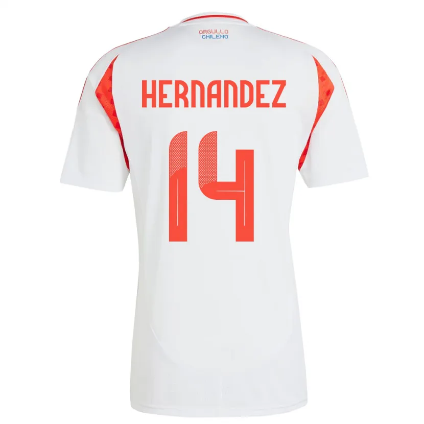 Danxen Børn Chile Leandro Hernández #14 Hvid Udebane Spillertrøjer 24-26 Trøje T-Shirt