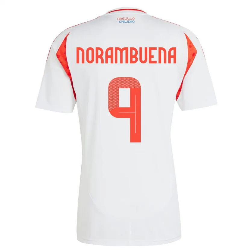 Danxen Børn Chile Gabriel Norambuena #9 Hvid Udebane Spillertrøjer 24-26 Trøje T-Shirt