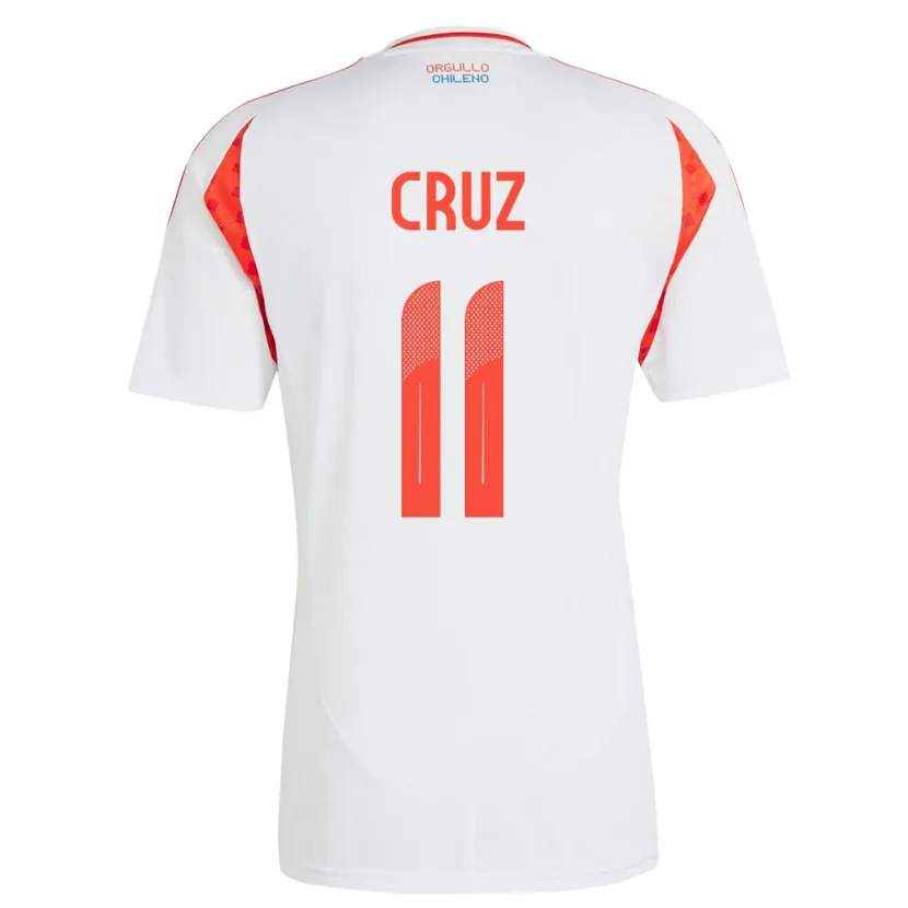 Danxen Børn Chile Joan Cruz #11 Hvid Udebane Spillertrøjer 24-26 Trøje T-Shirt