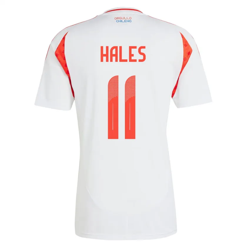 Danxen Børn Chile Alejandro Hales #11 Hvid Udebane Spillertrøjer 24-26 Trøje T-Shirt