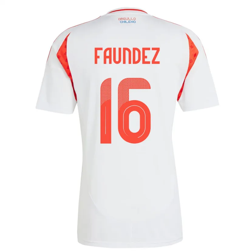 Danxen Børn Chile Felipe Faúndez #16 Hvid Udebane Spillertrøjer 24-26 Trøje T-Shirt