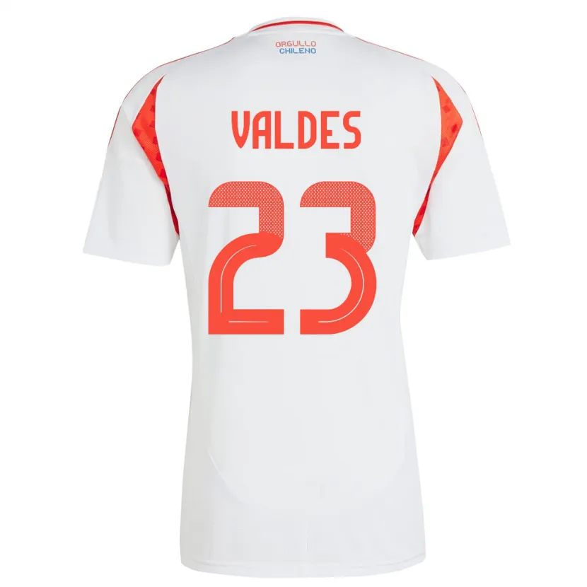 Danxen Børn Chile Francisco Valdés #23 Hvid Udebane Spillertrøjer 24-26 Trøje T-Shirt