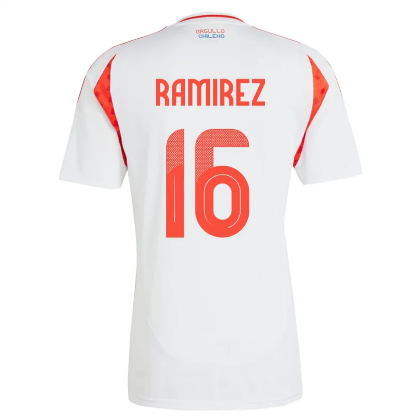 Danxen Børn Chile Vicente Ramírez #16 Hvid Udebane Spillertrøjer 24-26 Trøje T-Shirt