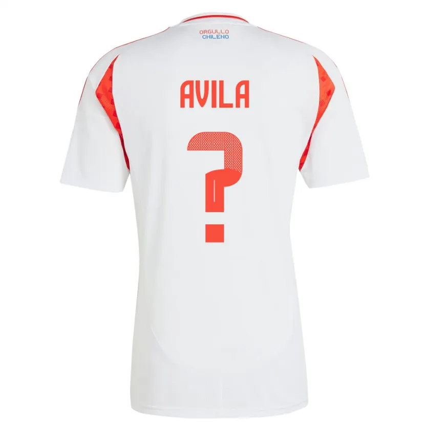 Danxen Børn Chile Gustavo Ávila #0 Hvid Udebane Spillertrøjer 24-26 Trøje T-Shirt