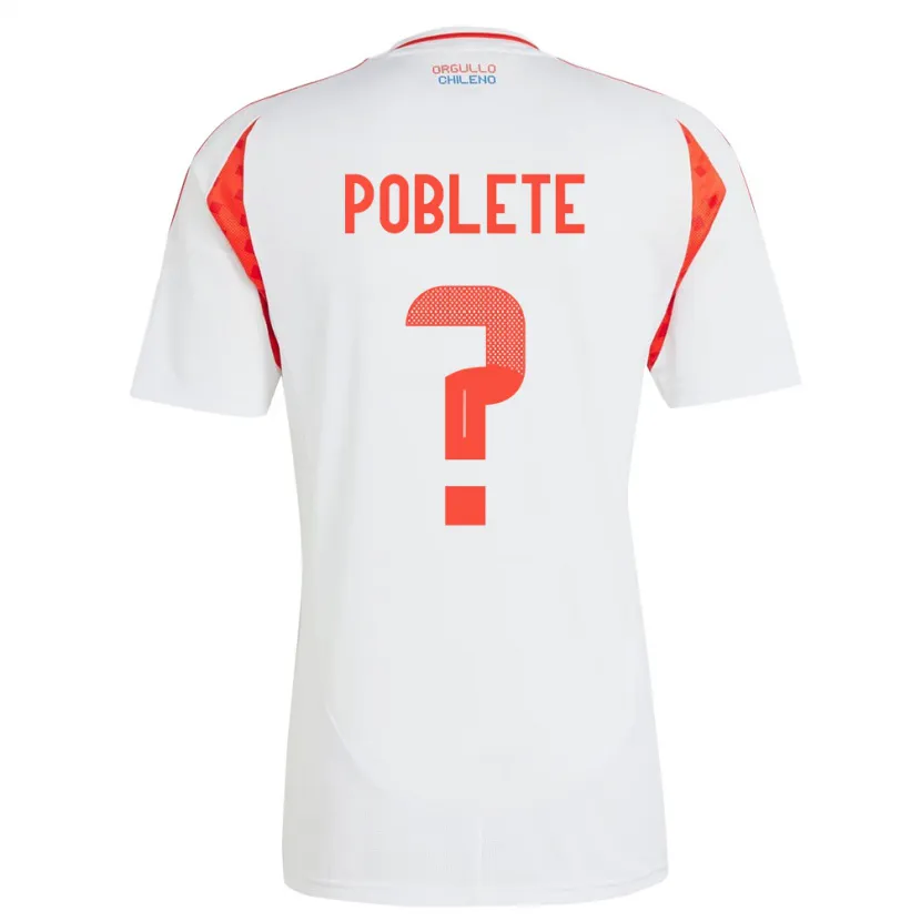 Danxen Børn Chile José Poblete #0 Hvid Udebane Spillertrøjer 24-26 Trøje T-Shirt