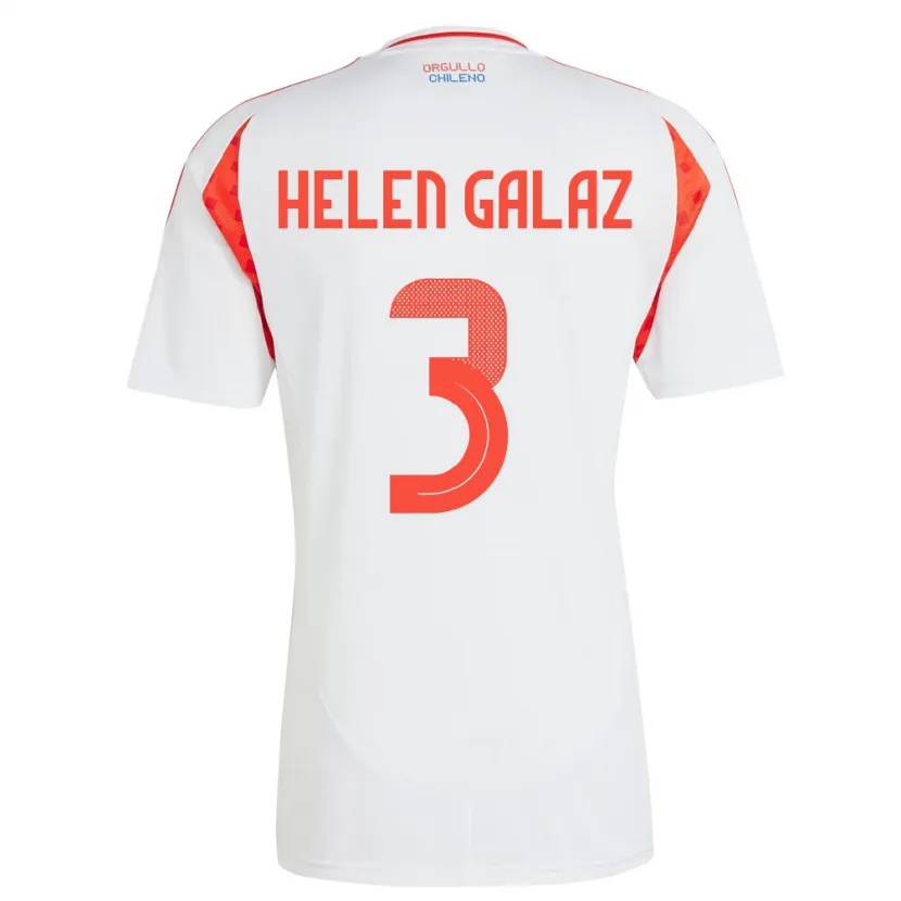 Danxen Børn Chile Su Helen Galaz #3 Hvid Udebane Spillertrøjer 24-26 Trøje T-Shirt