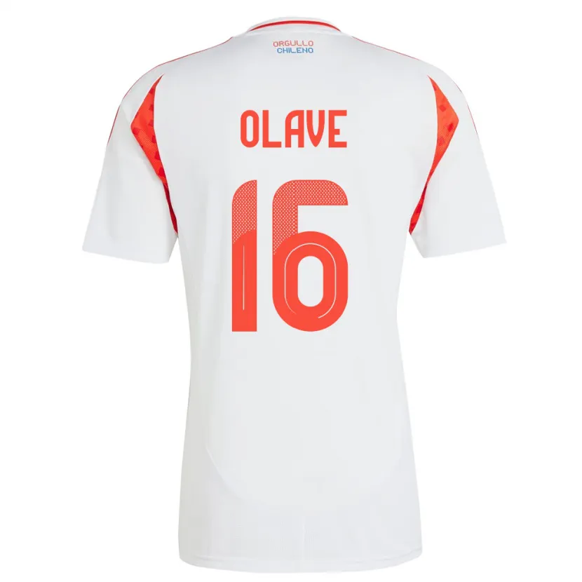 Danxen Børn Chile Isidora Olave #16 Hvid Udebane Spillertrøjer 24-26 Trøje T-Shirt