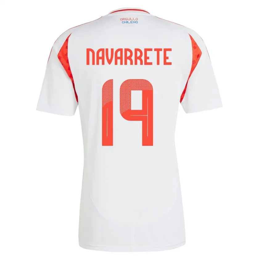 Danxen Børn Chile Valentina Navarrete #19 Hvid Udebane Spillertrøjer 24-26 Trøje T-Shirt