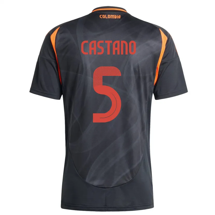 Danxen Børn Colombia Kevin Castaño #5 Sort Udebane Spillertrøjer 24-26 Trøje T-Shirt