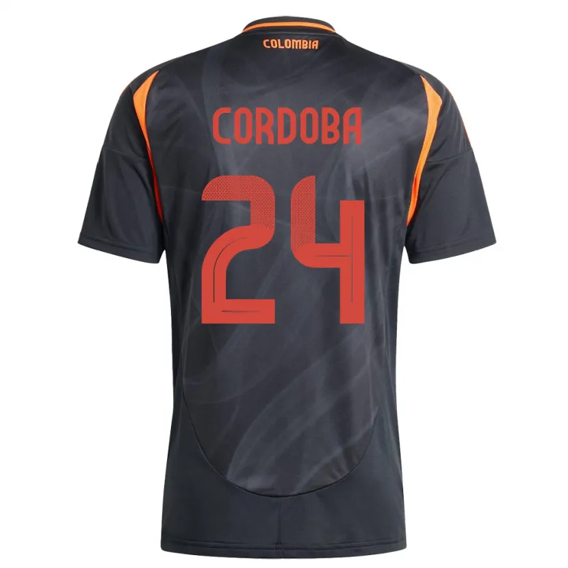 Danxen Børn Colombia Jhon Córdoba #24 Sort Udebane Spillertrøjer 24-26 Trøje T-Shirt