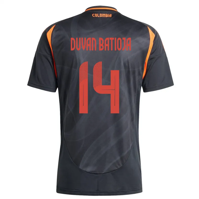 Danxen Børn Colombia Andy Duván Batioja #14 Sort Udebane Spillertrøjer 24-26 Trøje T-Shirt