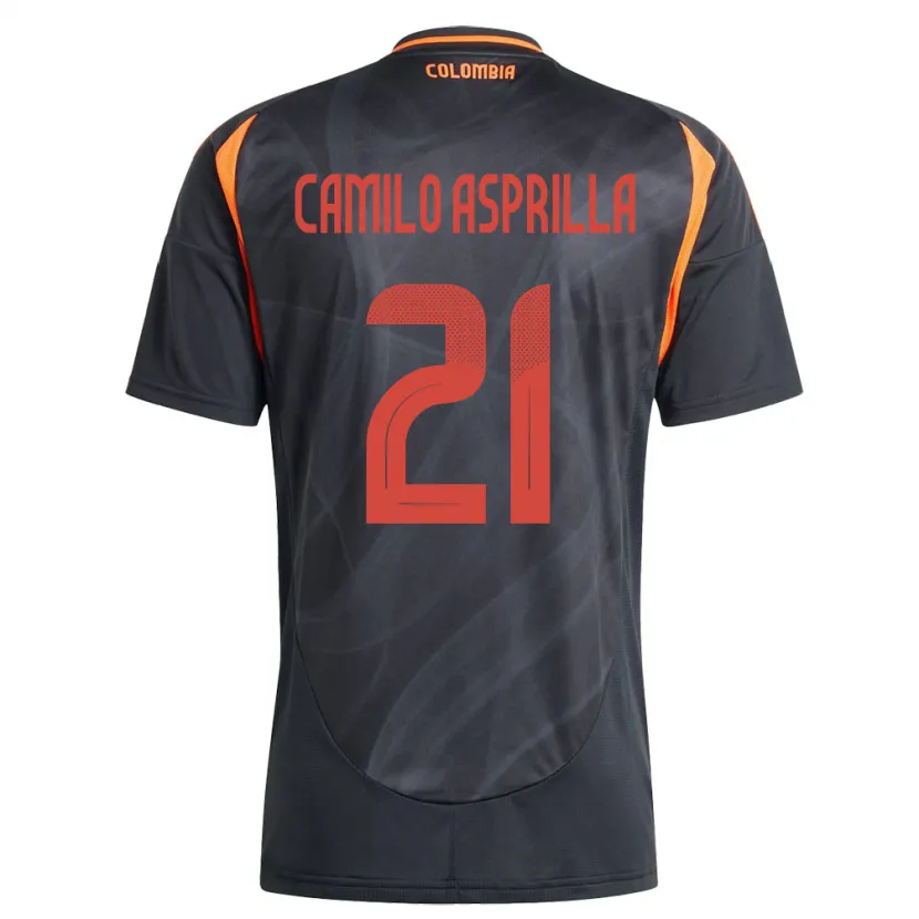 Danxen Børn Colombia Juan Camilo Asprilla #21 Sort Udebane Spillertrøjer 24-26 Trøje T-Shirt