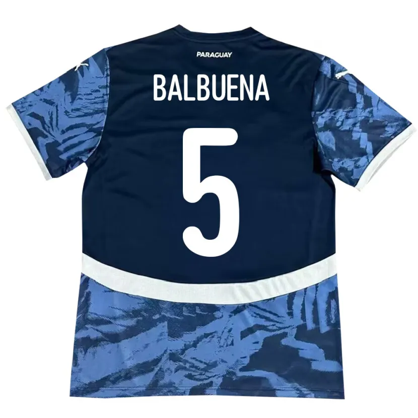 Danxen Børn Paraguay Fabián Balbuena #5 Blå Udebane Spillertrøjer 24-26 Trøje T-Shirt