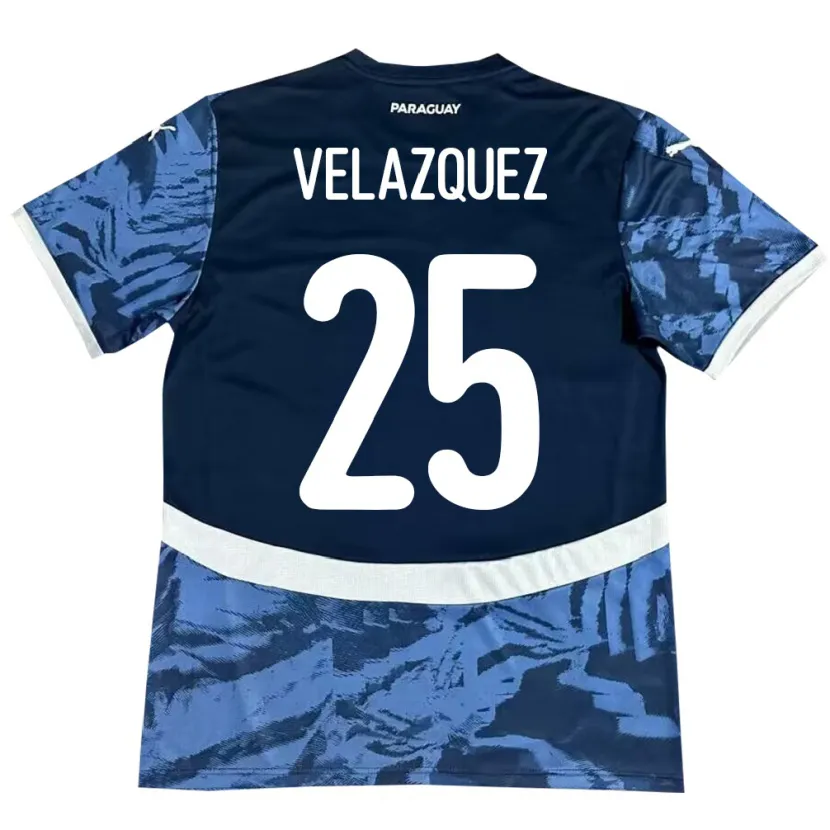 Danxen Børn Paraguay Gustavo Velázquez #25 Blå Udebane Spillertrøjer 24-26 Trøje T-Shirt