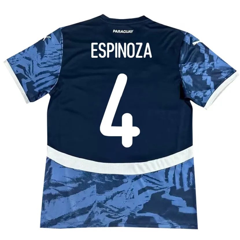 Danxen Børn Paraguay Matías Espinoza #4 Blå Udebane Spillertrøjer 24-26 Trøje T-Shirt