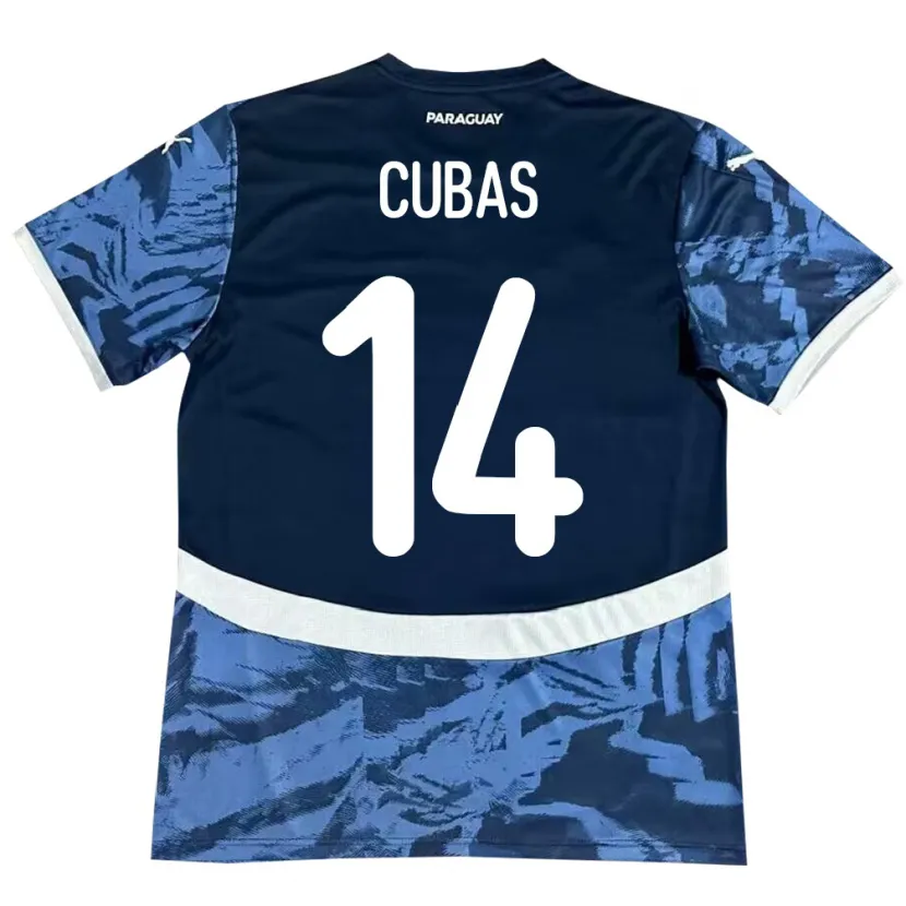 Danxen Børn Paraguay Andrés Cubas #14 Blå Udebane Spillertrøjer 24-26 Trøje T-Shirt