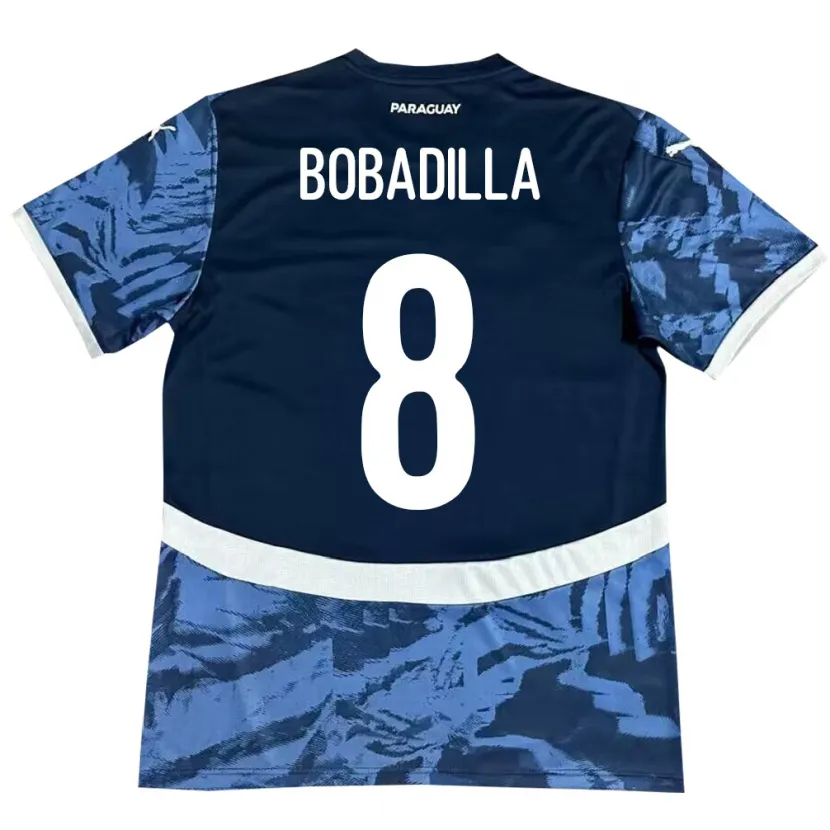 Danxen Børn Paraguay Damián Bobadilla #8 Blå Udebane Spillertrøjer 24-26 Trøje T-Shirt